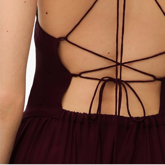 NWT ZARA SUMMER DRESS wine color with sheer panel and strappy back SIZE L - Picture 3 of 8